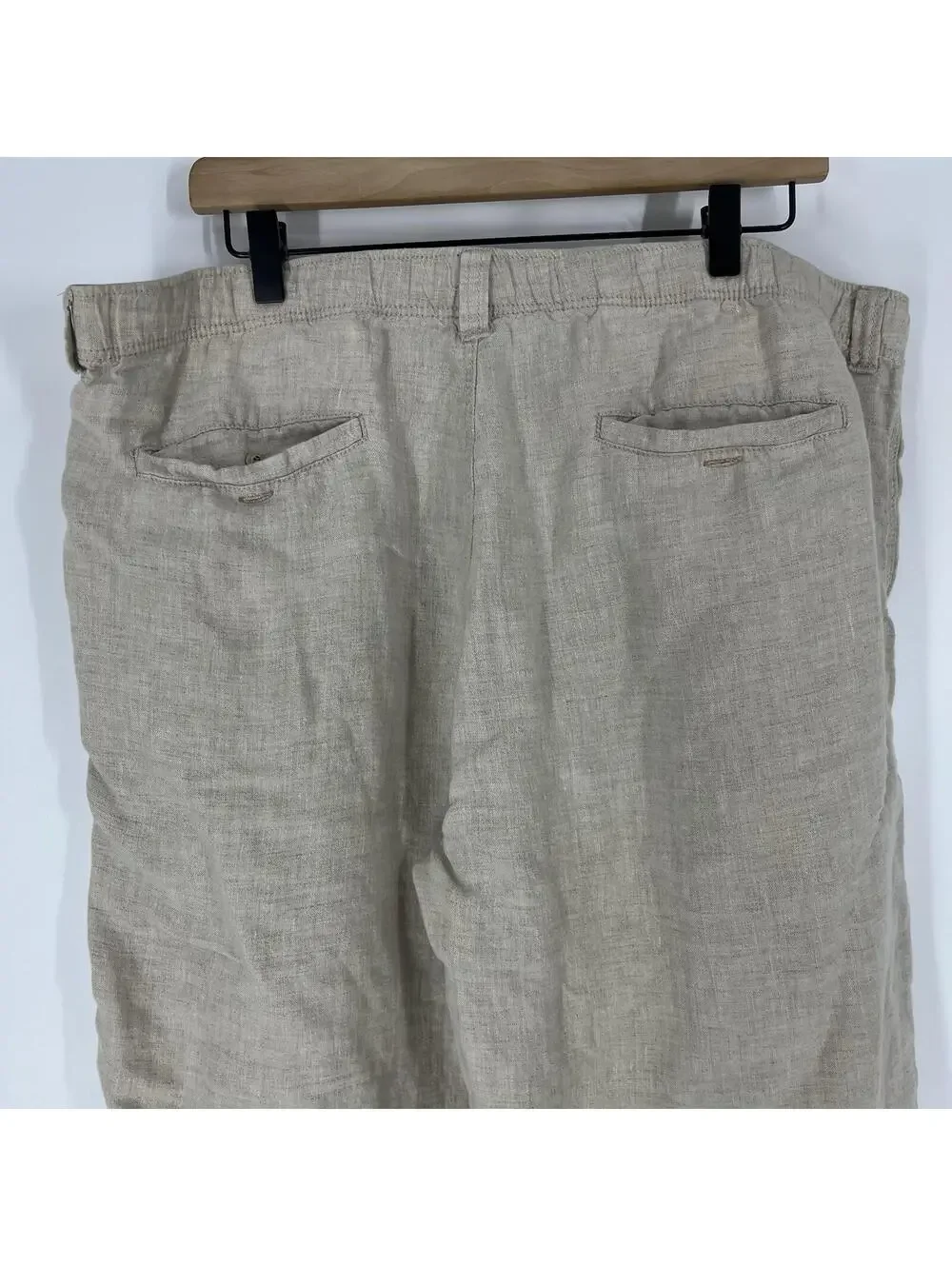 Tommy Bahama Pants Size Large Mens Natural Beach Coast Linen Elastic Waist Chino